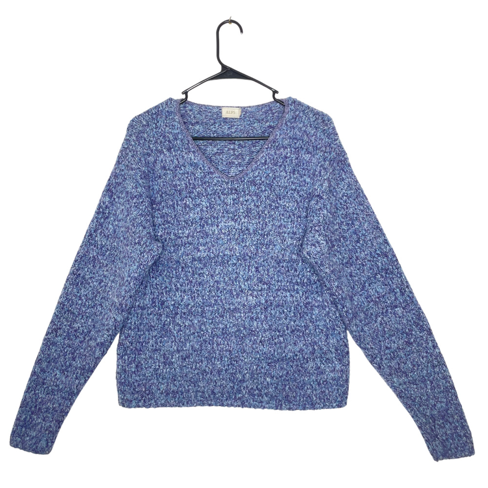 Vintage Alps Sweater Womens L Blue Chunky Boat Neck Pullover‎ Boho Artsy Y2K
